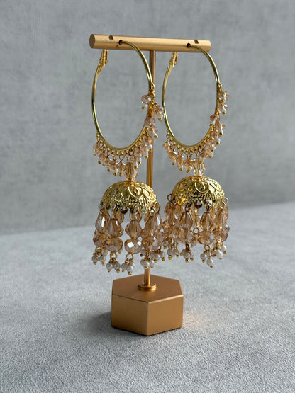 Ayura Designs Surbhi Balis – Champagne Crystals & Pearls in Gold Finish