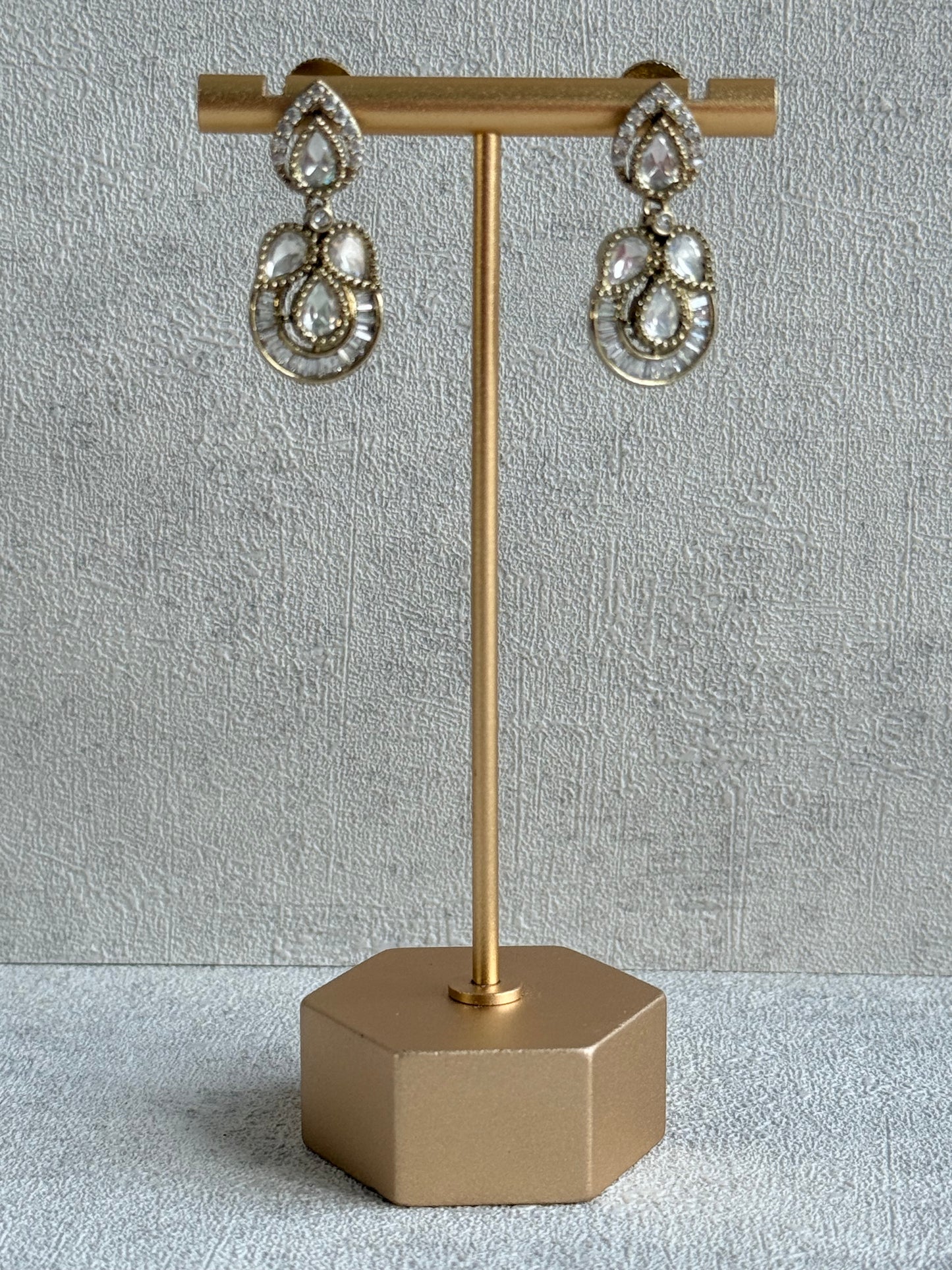 Ayura Designs Katalina Necklace Set with Earrings & Tikka – Crystal Detailing & Antique Gold Finish