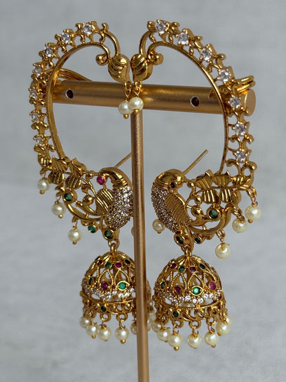 Ayura Designs Divisha Jhumkis – Peacock Ear Cuff Earrings