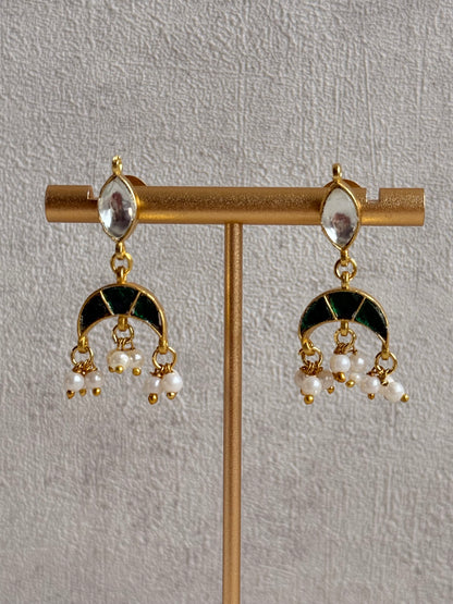 Ayura Designs Mahi Choker Set with Earrings – Meenakari Kundan Green & Pink Detailing