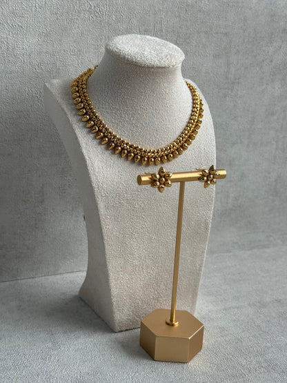 Ayura Designs Riddhi Set – Necklace & Earrings with Gold-Toned Beaded Detailing