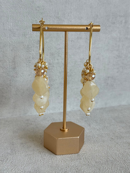 Ayura Designs Heer Balis – Gold Hoops with Ivory Pearl Marble Beads, Pearls & Crystal Detailing