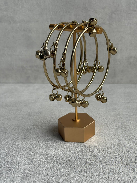 Ayura Designs Ujjala Churdiya/Bangles – Set of 4 Gold Bangles with Ghungroo Detailing