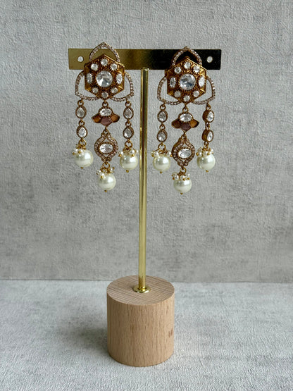 Ayura Designs Serina Choker Set with Earrings – Nude Blush Enamel, Mirror-Cut Stones & Pearl Drops