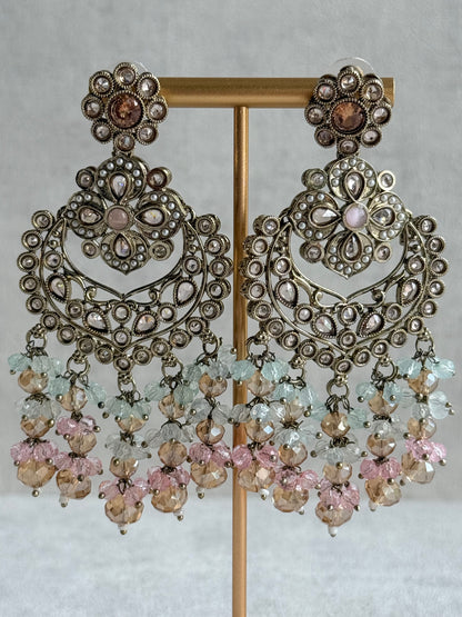 Ayura Designs Dilnaz Necklace Set – Blush Pink, Aqua & Champagne Crystal Beads