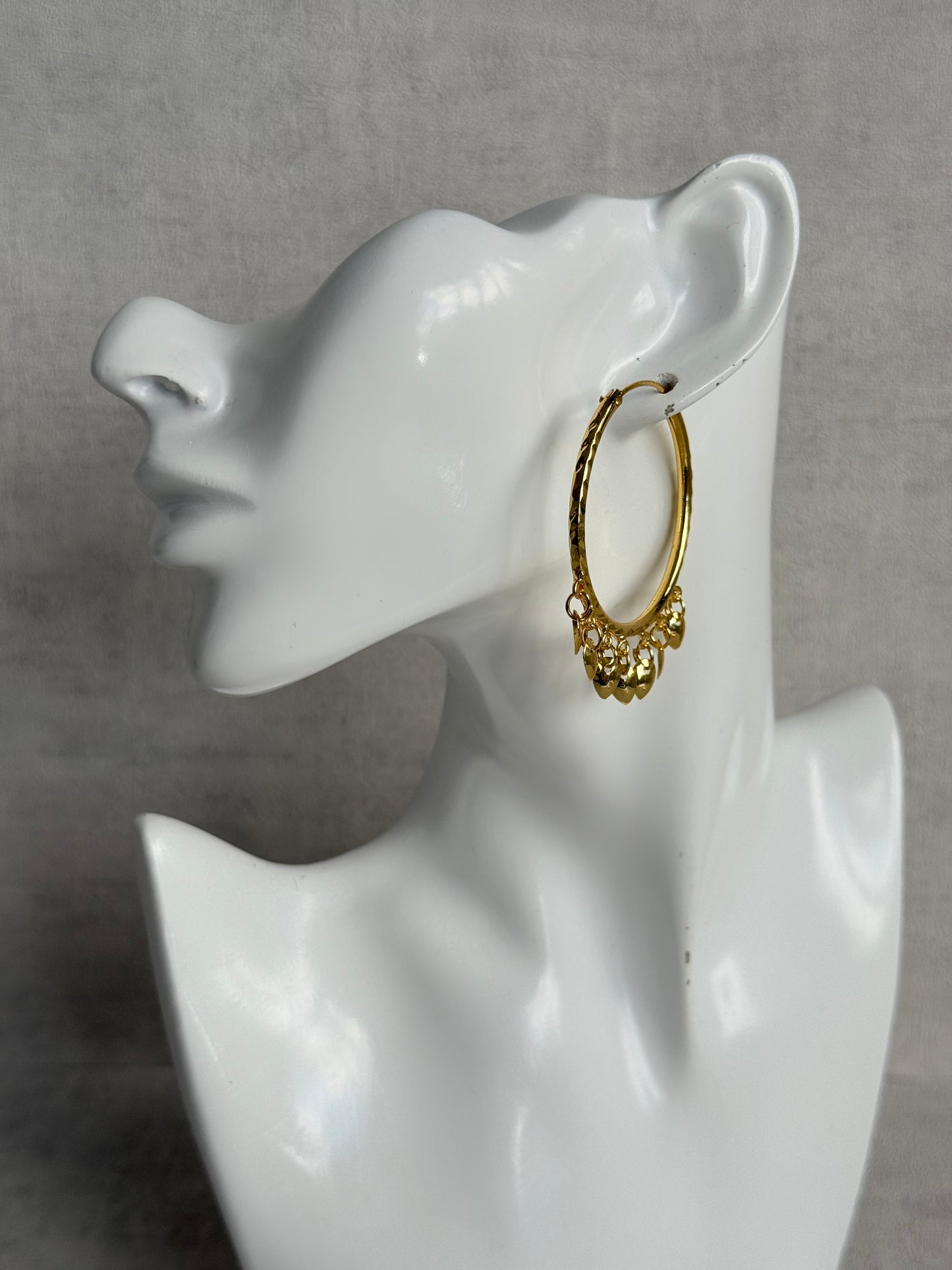 Ayura Designs Virsa Balis – Gold Hoop Earrings with Dangling Leaf Drops