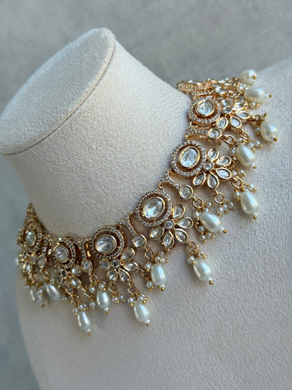 Ayura Designs Ipsita Necklace Set with Earrings – Kundan & Pearl Drop Detailing