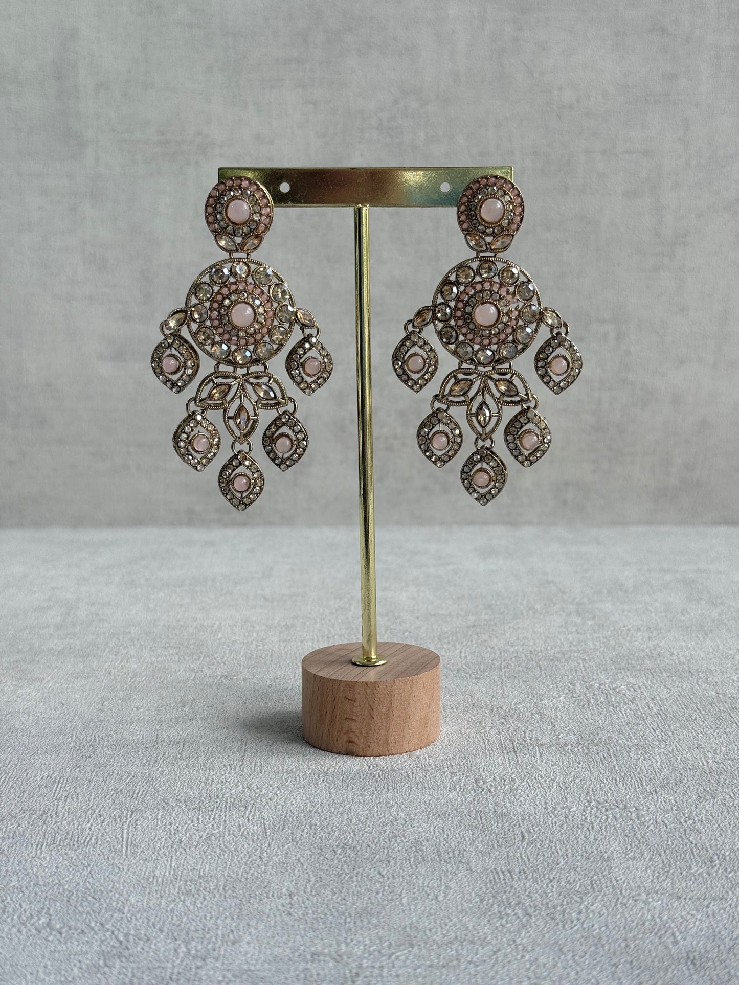 Ayura Designs Vanika Earrings – Blush Pink & Champagne Crystal Gold Finish