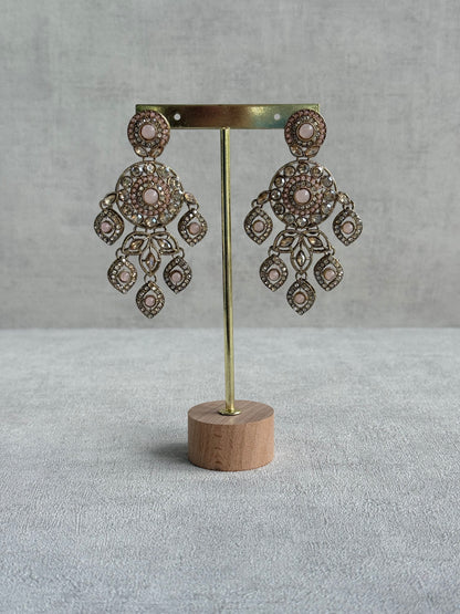Ayura Designs Vanika Earrings – Blush Pink & Champagne Crystal Gold Finish