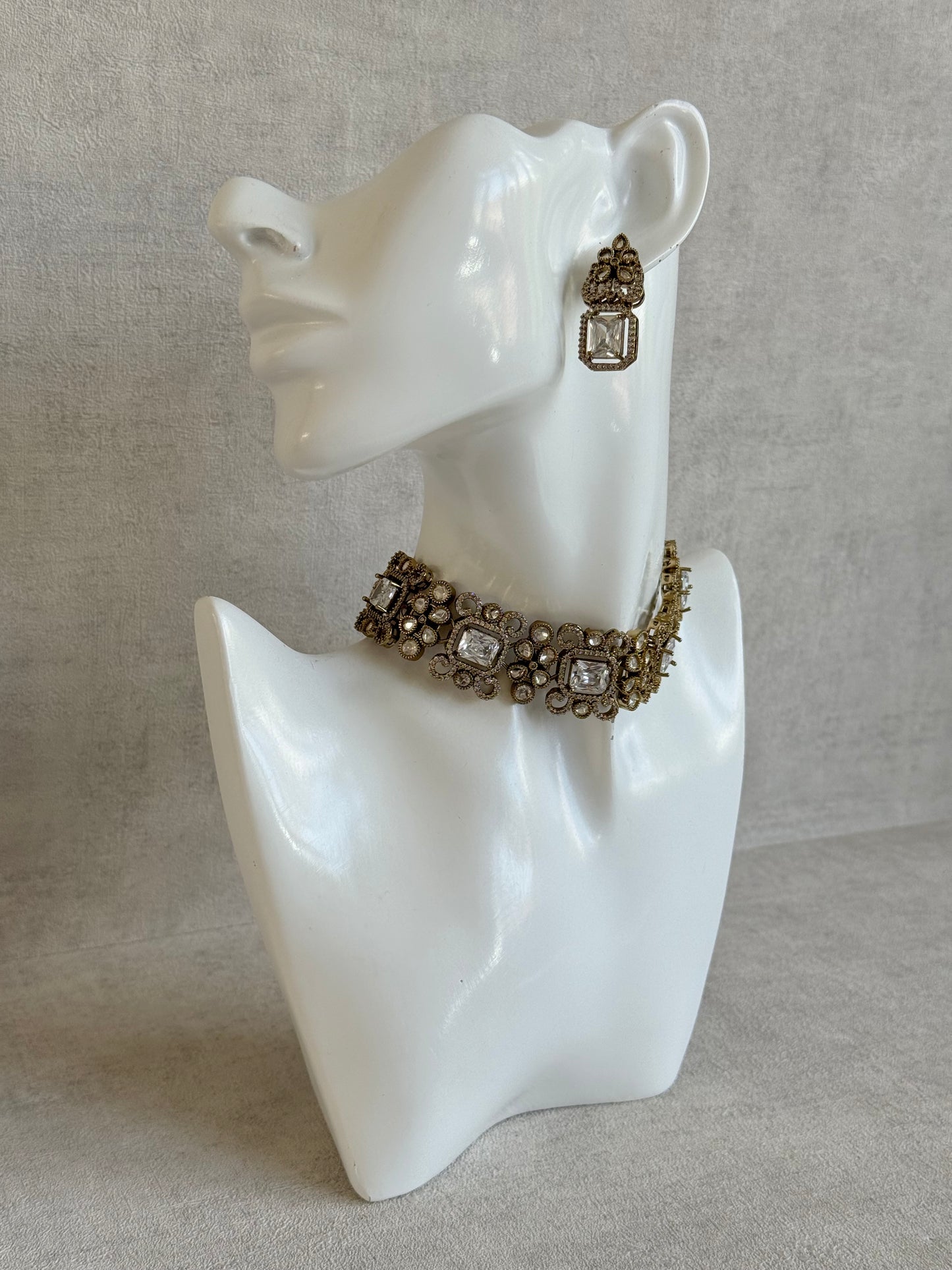 Ayura Designs Celine Set with Earrings – Moissanite Crystal Statement Set