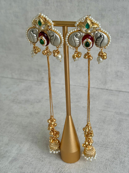 Ayura Designs Sozni Kashmiri Earrings – Meenakari with Ruby Red & Emerald Detailing