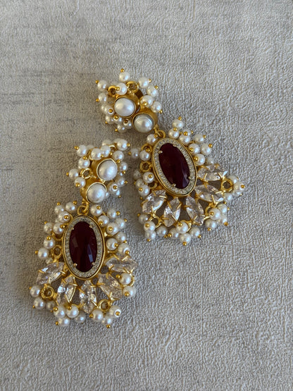 Ayura Designs Seraphina Earrings – Ruby, Pearls & Crystals