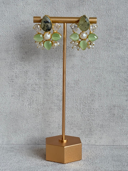 Ayura Designs Zaria Set with Tikka & Earrings – Prehnite with Pearls & Crystals