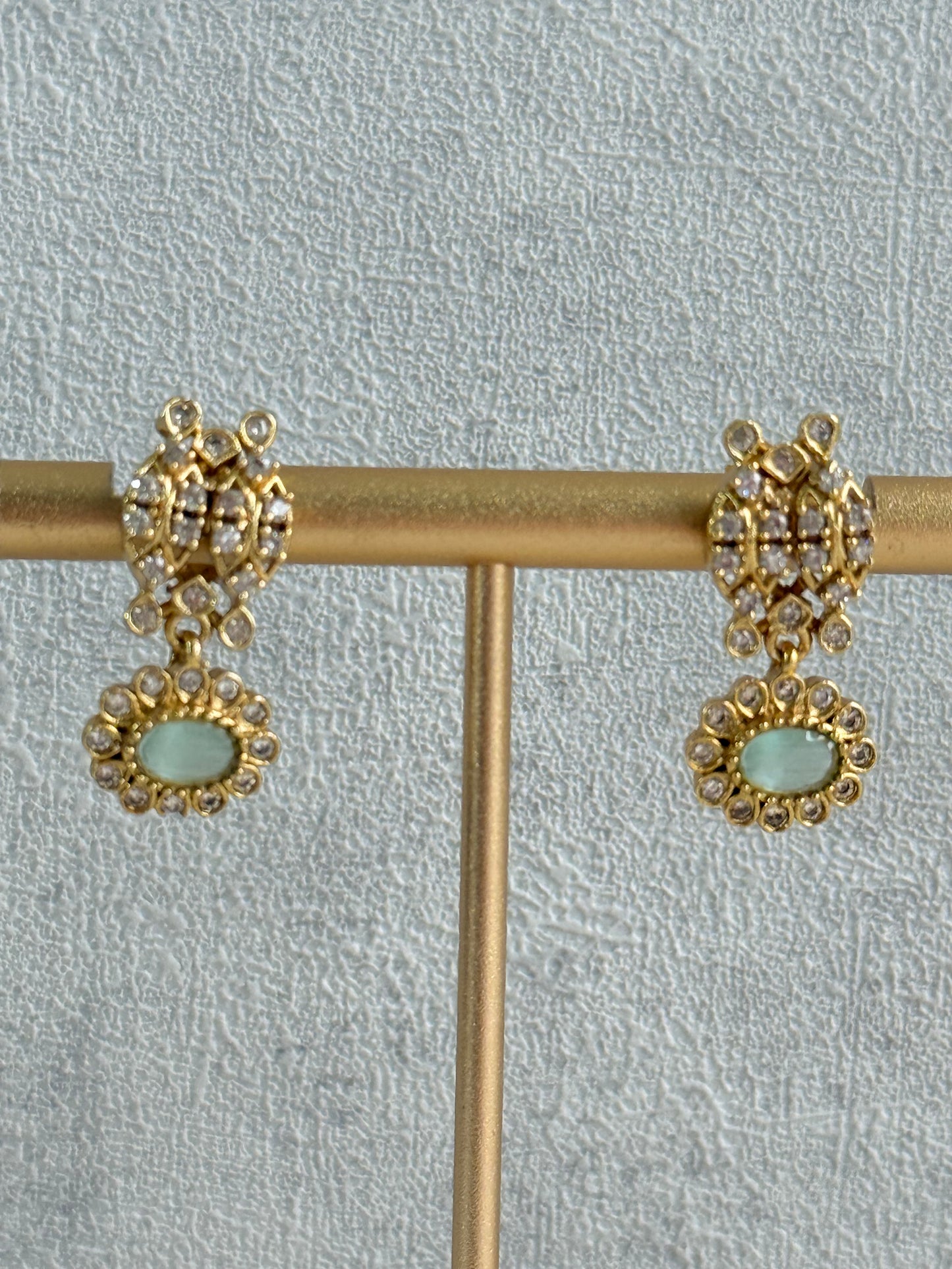 Ayura Designs Elisha Necklace Set with Earrings – Mint Green & Crystal Stone Detailing