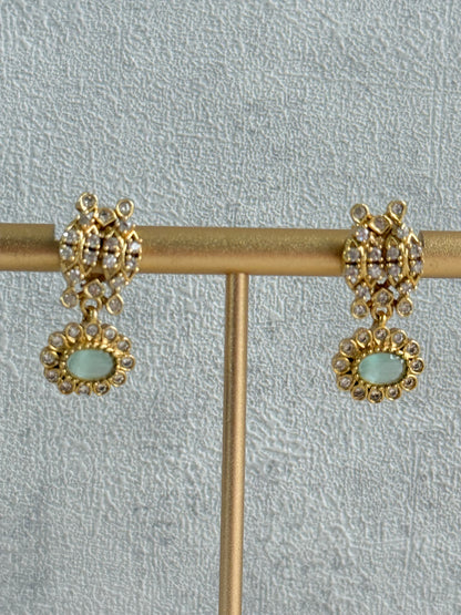 Ayura Designs Elisha Necklace Set with Earrings – Mint Green & Crystal Stone Detailing