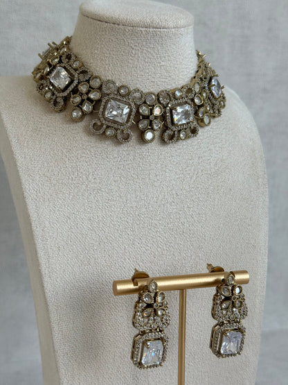 Ayura Designs Celine Set with Earrings – Moissanite Crystal Statement Set