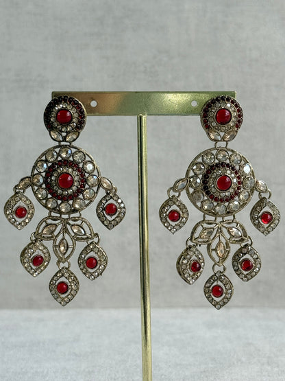 Ayura Designs Vanika Earrings – Ruby Red & Champagne Crystal Gold Finish