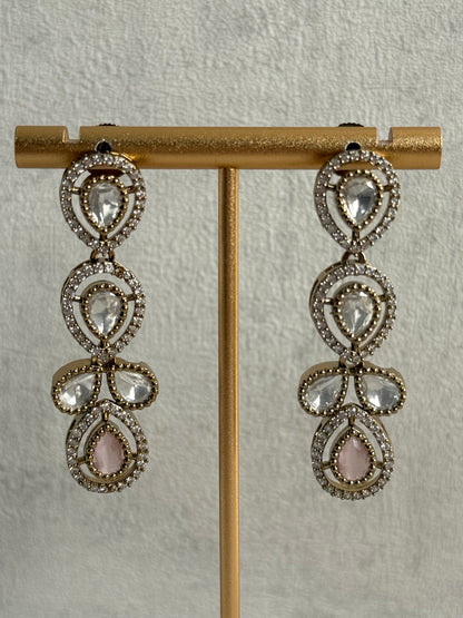 Ayura Designs Bianca Necklace Set with Earrings – Kundan, Blush Pink Stones, Crystals & Gold Finish