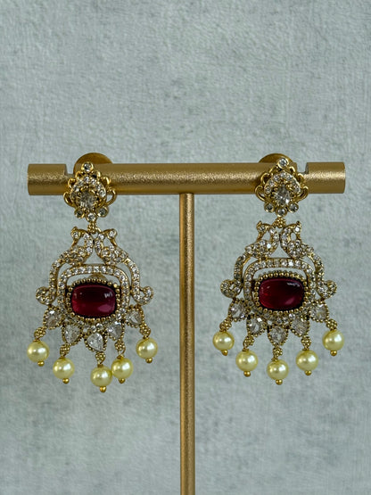 Ayura Designs Amreen Set with Earrings – Interchangeable Centre Stones with Peacock Motifs, Crystal Detailing & Pearl Drops