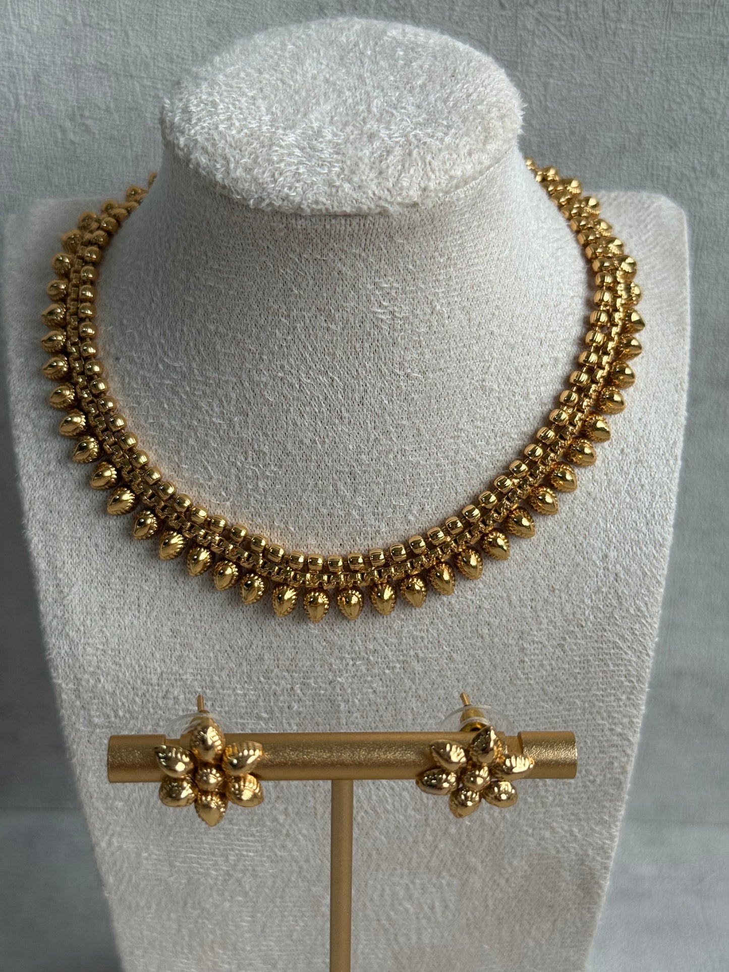 Ayura Designs Riddhi Set – Necklace & Earrings with Gold-Toned Beaded Detailing
