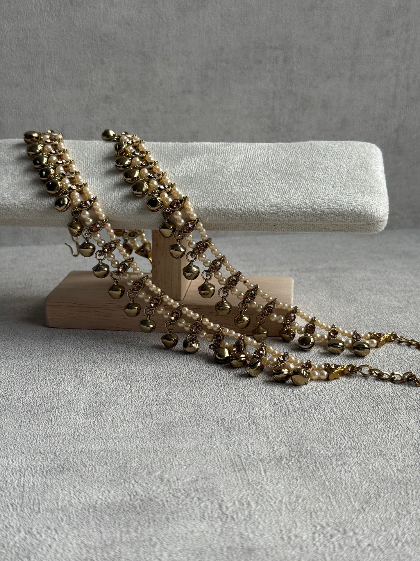 Ayura Designs Rimjhim Payals – Ghungroo Anklets with Pearl & Stone Detailing