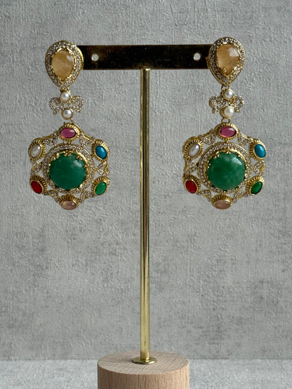 Ayura Designs Willow Choker Set – Statement Multicolour Stone Choker with Pearls & Antique Gold Detailing