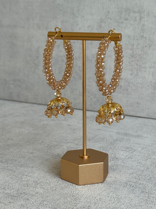 Ayura Designs Tara Balis – Gold Crystal-Wrapped Hoops with Jhumki Drops