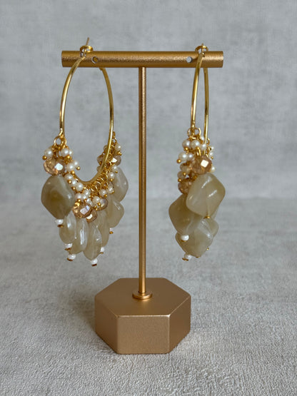 Ayura Designs Heer Balis – Gold Hoops with Cashmere Marble Beads, Pearls & Crystal Detailing