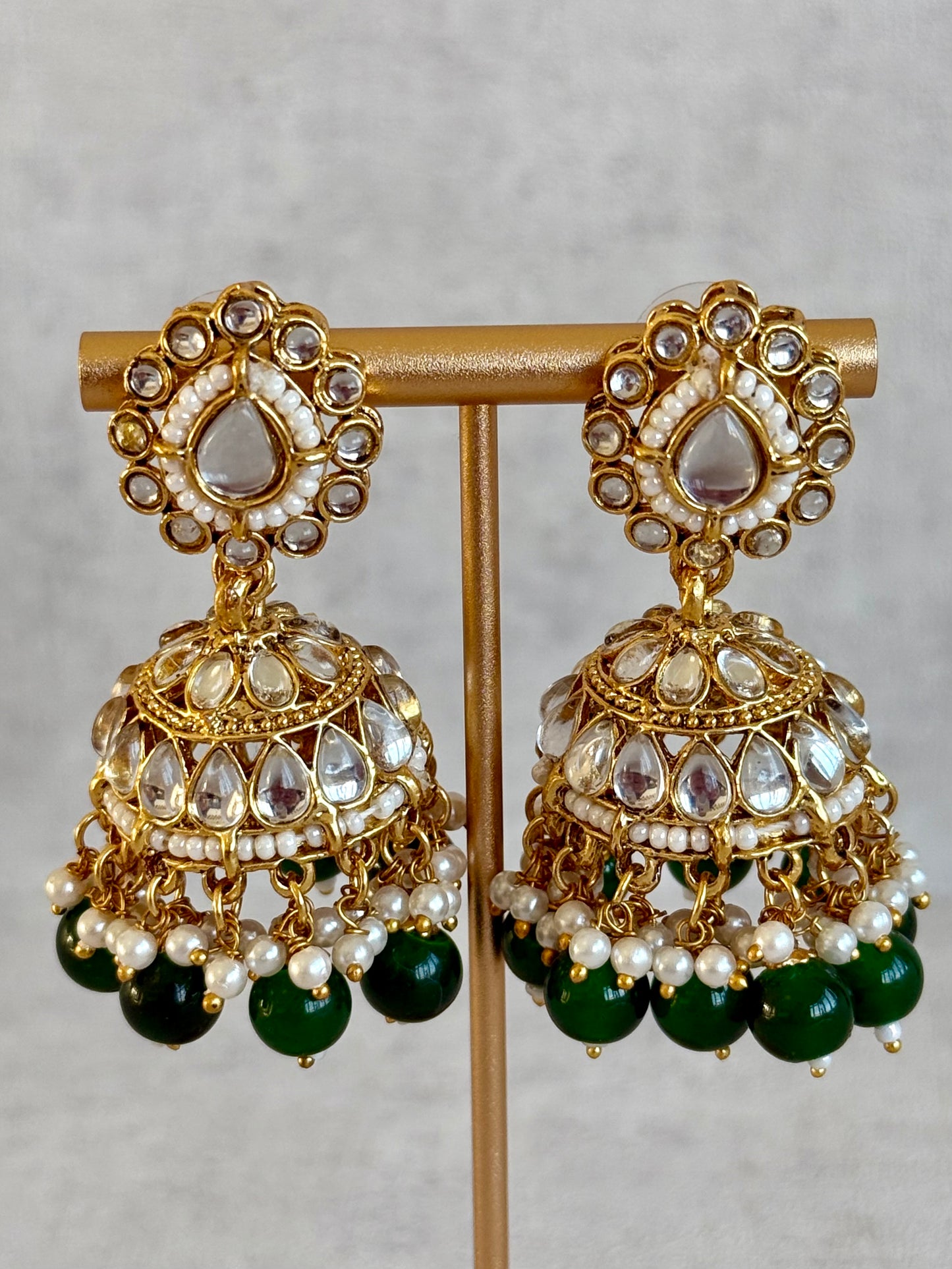 Ayura Designs Iyla Set with Necklace, Earrings & Tikka – Kundan Detailing, Ivory Pearl Drops & Emerald Beads