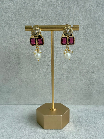 Ayura Designs Padma Necklace Set with Earrings – Multicolour Stones with Pearl Drop Detailing