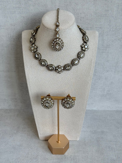 Ayura Designs Ivy Necklace Set with Studs & Tikka – Crystal Kundan Detailing