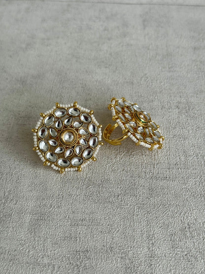 Ayura Designs Meherbano Bridal Set with Necklace, Jhumkis, Tikka, Nath, Ring & Sheeshphool – Mirror-Cut Stones with Pearl Detailing