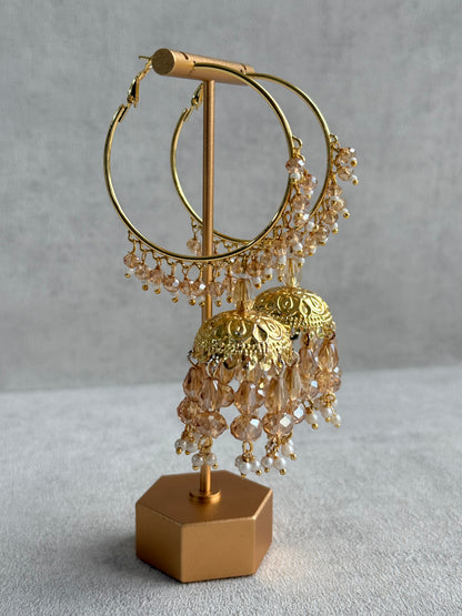 Ayura Designs Surbhi Balis – Champagne Crystals & Pearls in Gold Finish