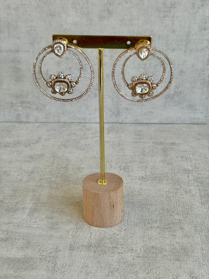 Ayura Designs Eden Hoops – Antique Gold Floral Double Hoops with Moissanite Stones