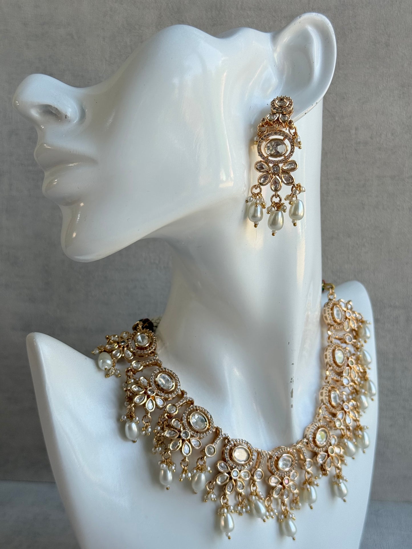 Ayura Designs Ipsita Necklace Set with Earrings – Kundan & Pearl Drop Detailing