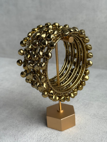 Ayura Designs Sheen Chudiya/Bangles – Set of 4 Gold Bangles with Ghungroo Detailing