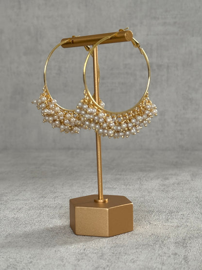 Ayura Designs Virsa Bali – Pearl-Embellished Gold Hoops