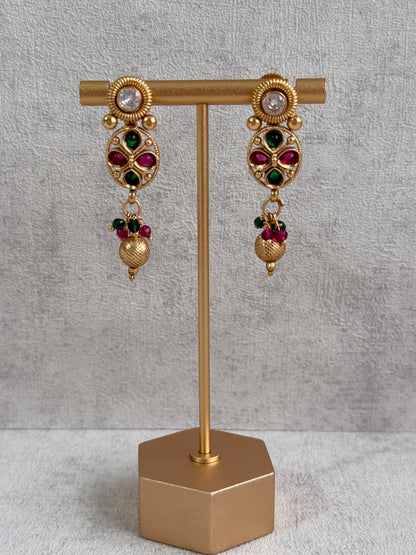 Ayura Designs Perniya Set with Necklace & Earrings – Mirror-Cut Stones with Multicolour Accents in Antique Gold Finish
