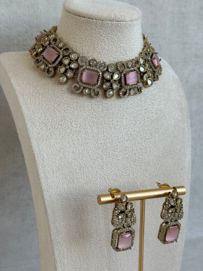 Ayura Designs Celine Set with Earrings – Moissanite Blush Pink Statement Set
