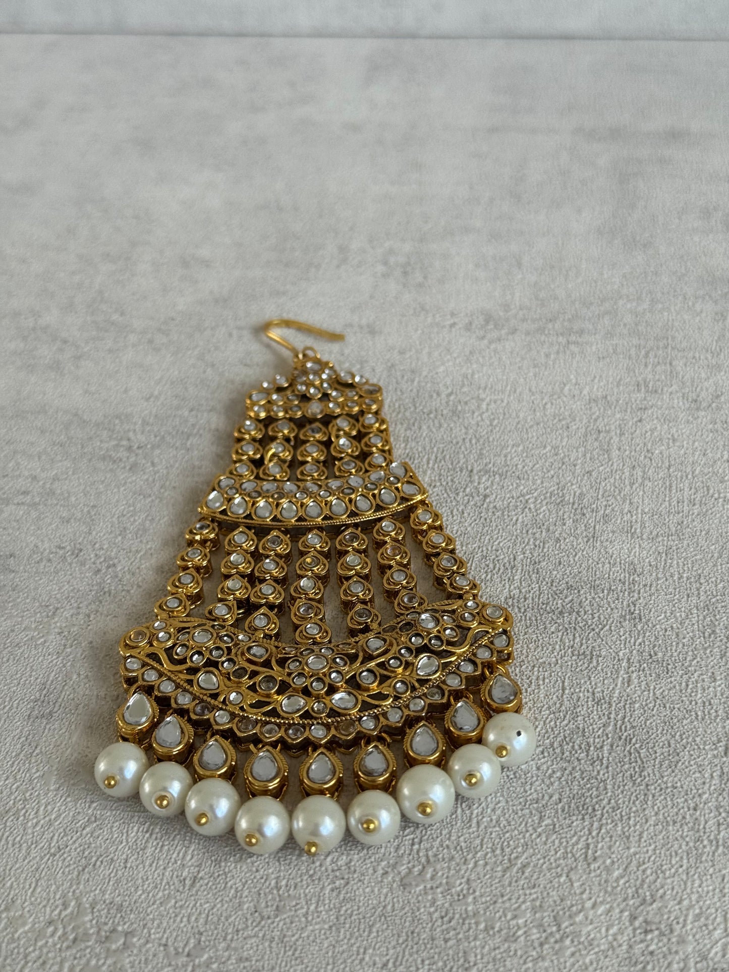 Ayura Designs Jai Jhoomar Passa – Jadau Kundan with Pearls & Antique Gold Detailing