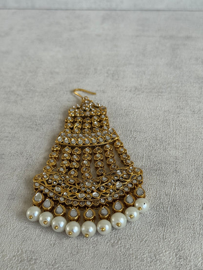 Ayura Designs Jai Jhoomar Passa – Jadau Kundan with Pearls & Antique Gold Detailing