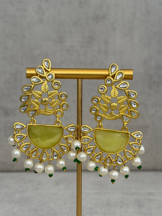 Ayura Designs Vaanya Earrings – Yellow Kundan & Pearl Earrings