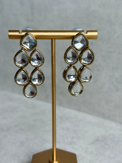 Ayura Designs Sufi Set with Necklace, Earrings & Tikka – Mirror-Cut Stones in Antique Gold Finish