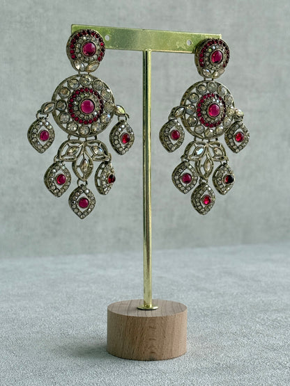 Ayura Designs Vanika Earrings – Rani Pink & Champagne Crystal Gold Finish