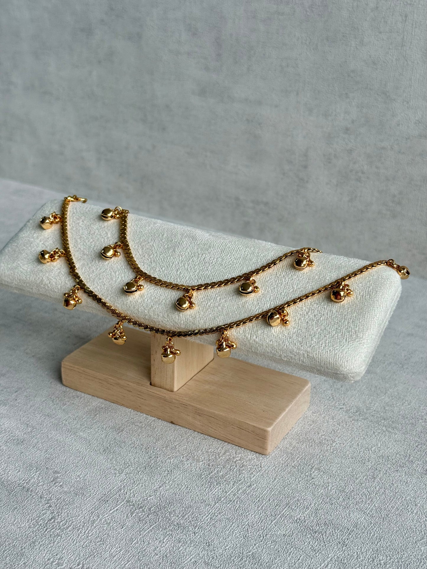 Ayura Designs Chameli Payals – Gold-Toned Anklets with Ghungroo Detailing