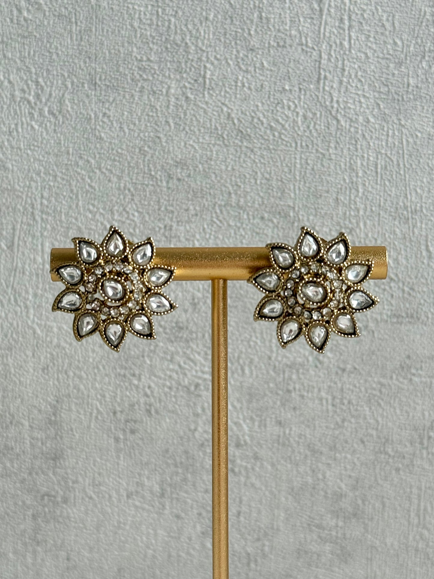 Ayura Designs Amaya Necklace Set with Studs – Antique Finish in Crystal Stones with Pearl Strands