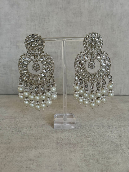 Ayura Designs Roshni Tikka Set - Silver Kundan with Pearl Detailing