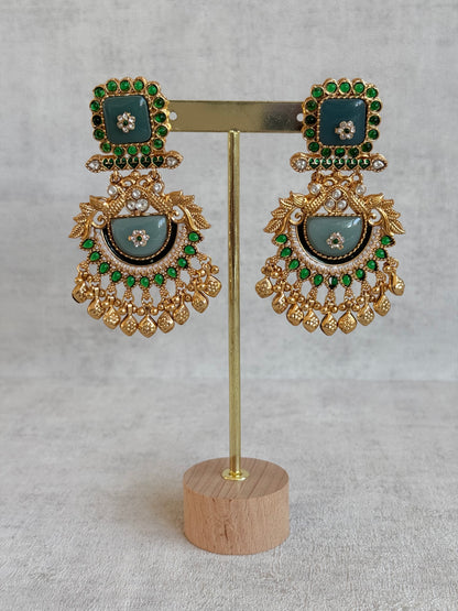 Ayura Designs Aranya Earrings – Sage Green & Emerald Green Statement Earrings