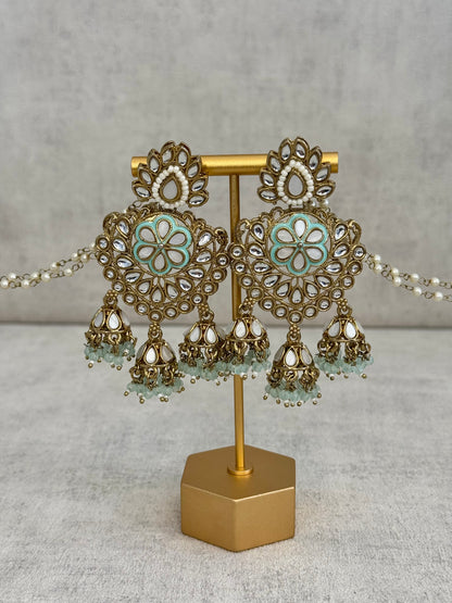 Ayura Designs Issa Earrings – Opulent Gold & Sahare Chandbali Jhumkas with Deep Emerald Green Enamel, Polki Kundan & Pearl Accents