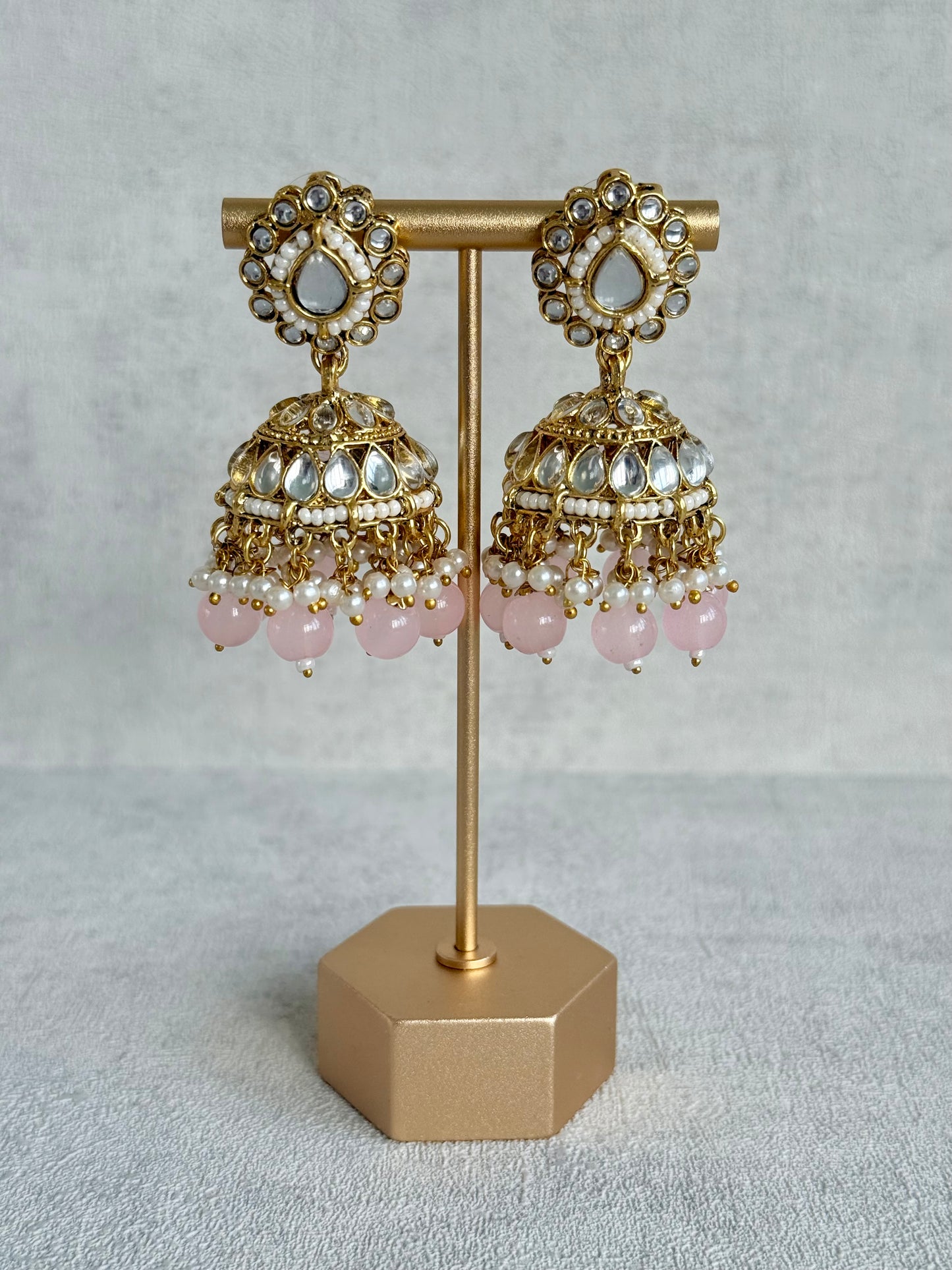 Ayura Designs Iyla Set with Necklace, Earrings & Tikka – Kundan Detailing, Ivory Pearl Drops & Blush Pink Beads